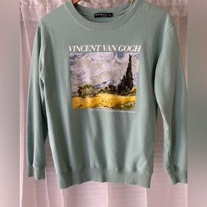 Teal Vincent Van Gogh Art Crewneck